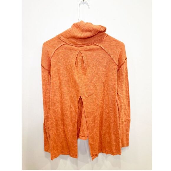 We the free split back turtleneck long sleeve orange - Picture 3 of 4